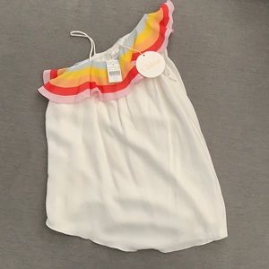 Chloe Cream Silk Dress- Rainbow Ruffle (NWT)